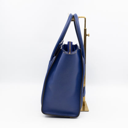 Micro Luggage Blue Leather