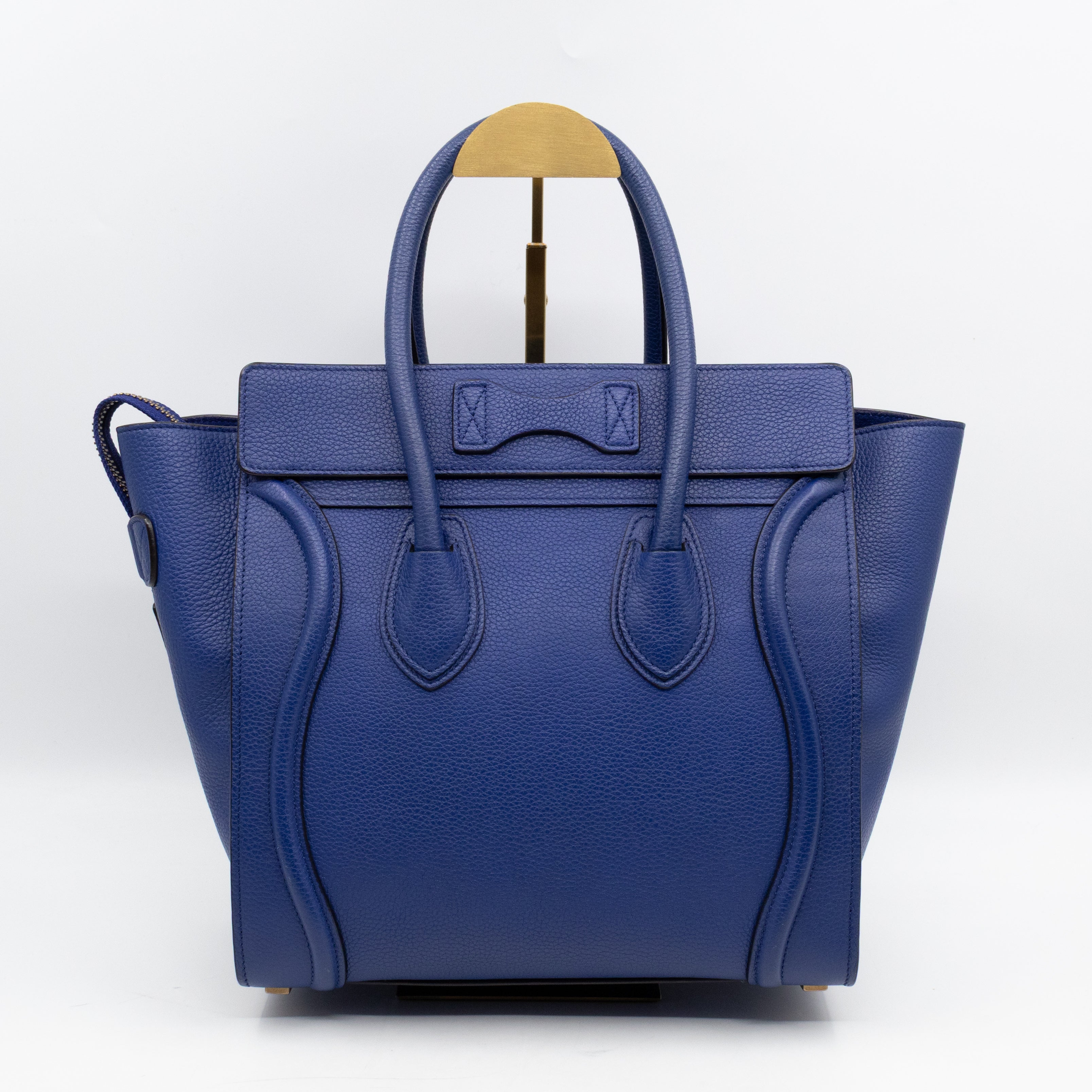 Micro Luggage Blue Leather