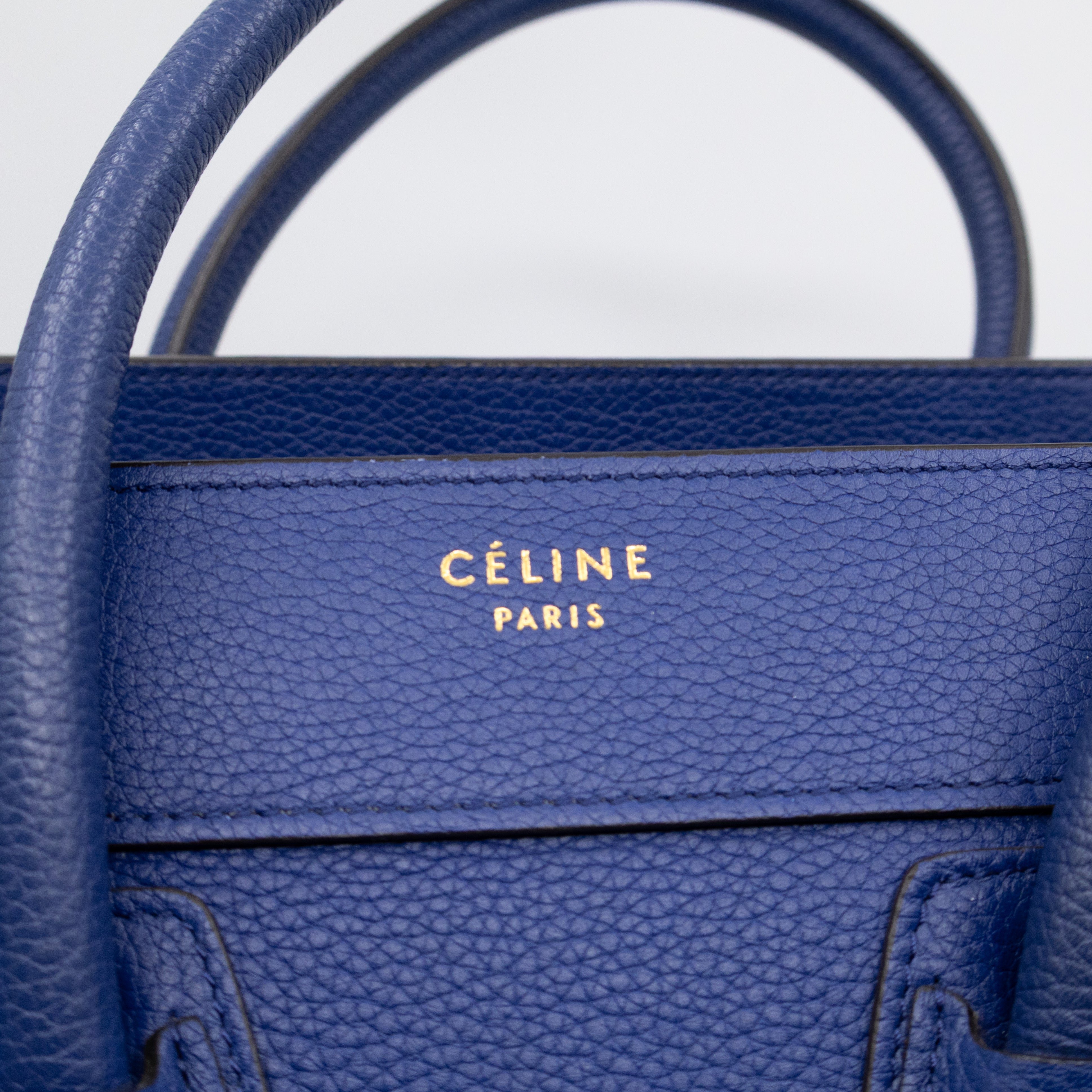 Micro Luggage Blue Leather