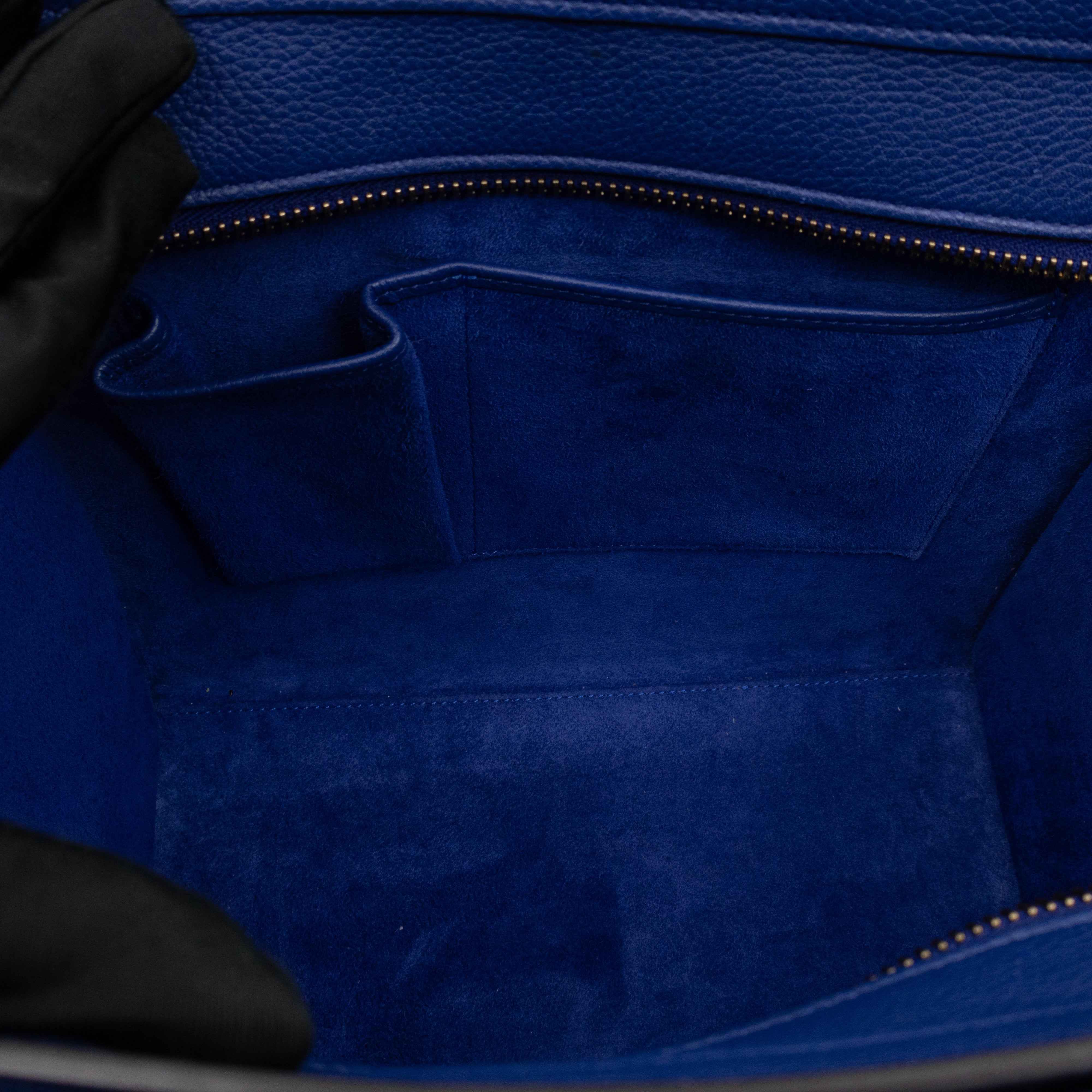 Micro Luggage Blue Leather