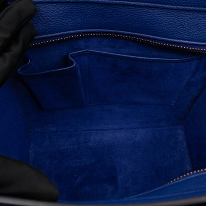 Micro Luggage Blue Leather