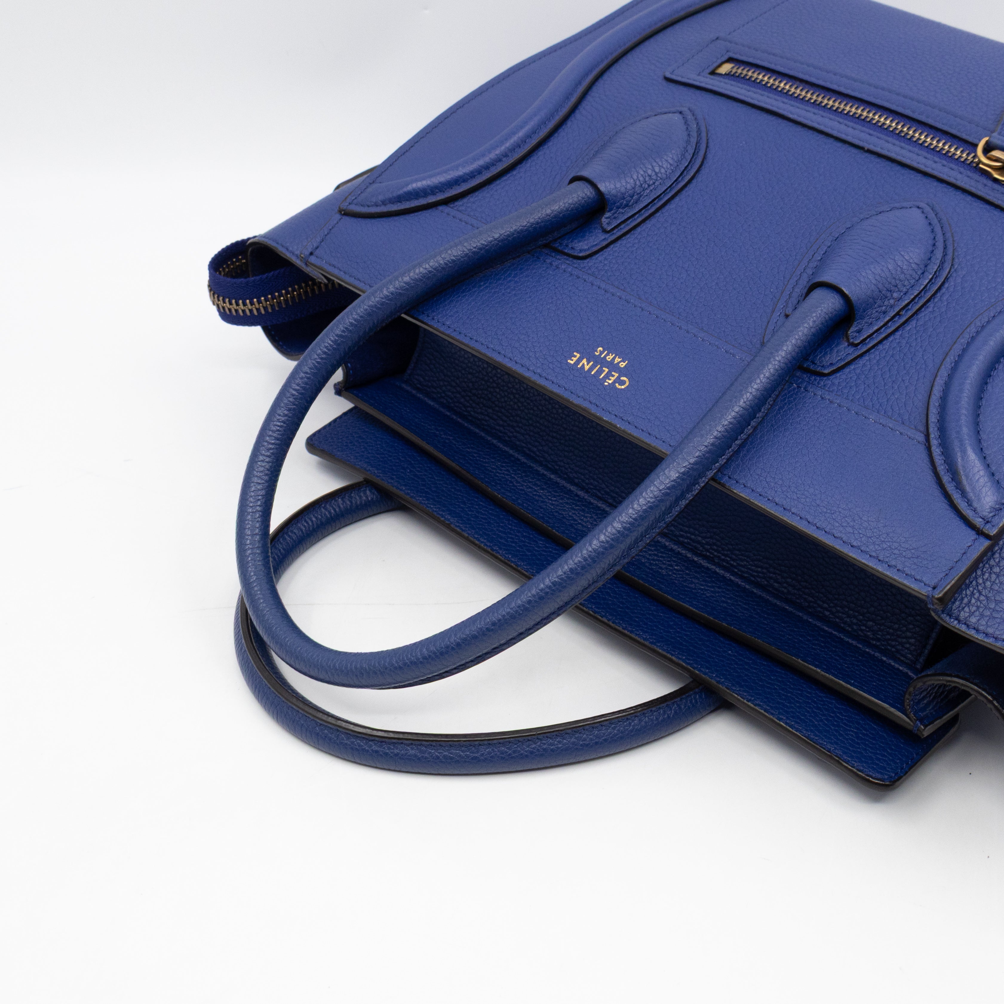 Micro Luggage Blue Leather