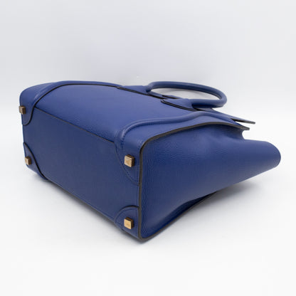 Micro Luggage Blue Leather