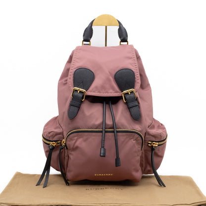 Rucksack Medium Backpack Pink Nylon Black Leather