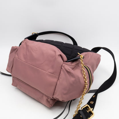 Rucksack Medium Backpack Pink Nylon Black Leather