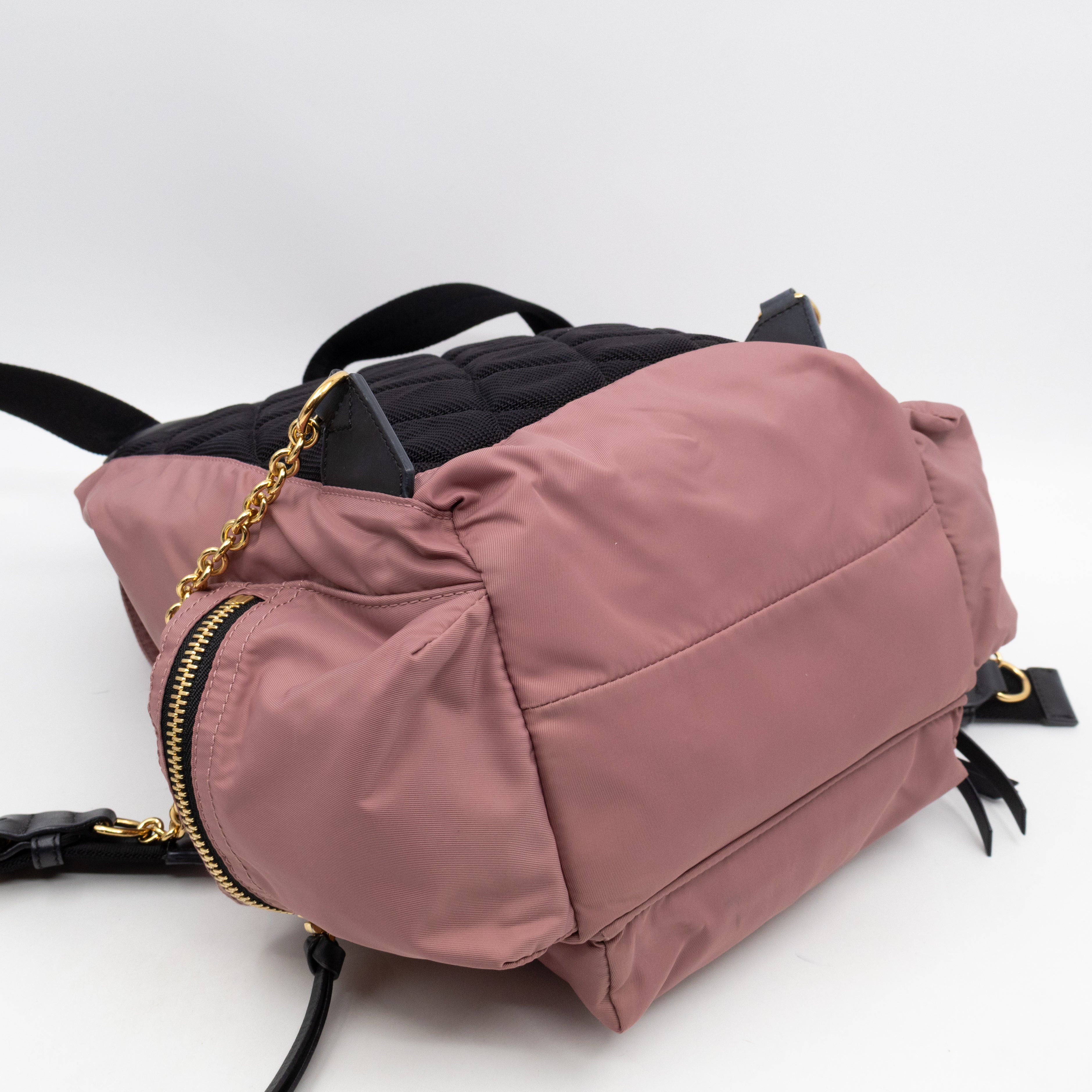 Rucksack Medium Backpack Pink Nylon Black Leather