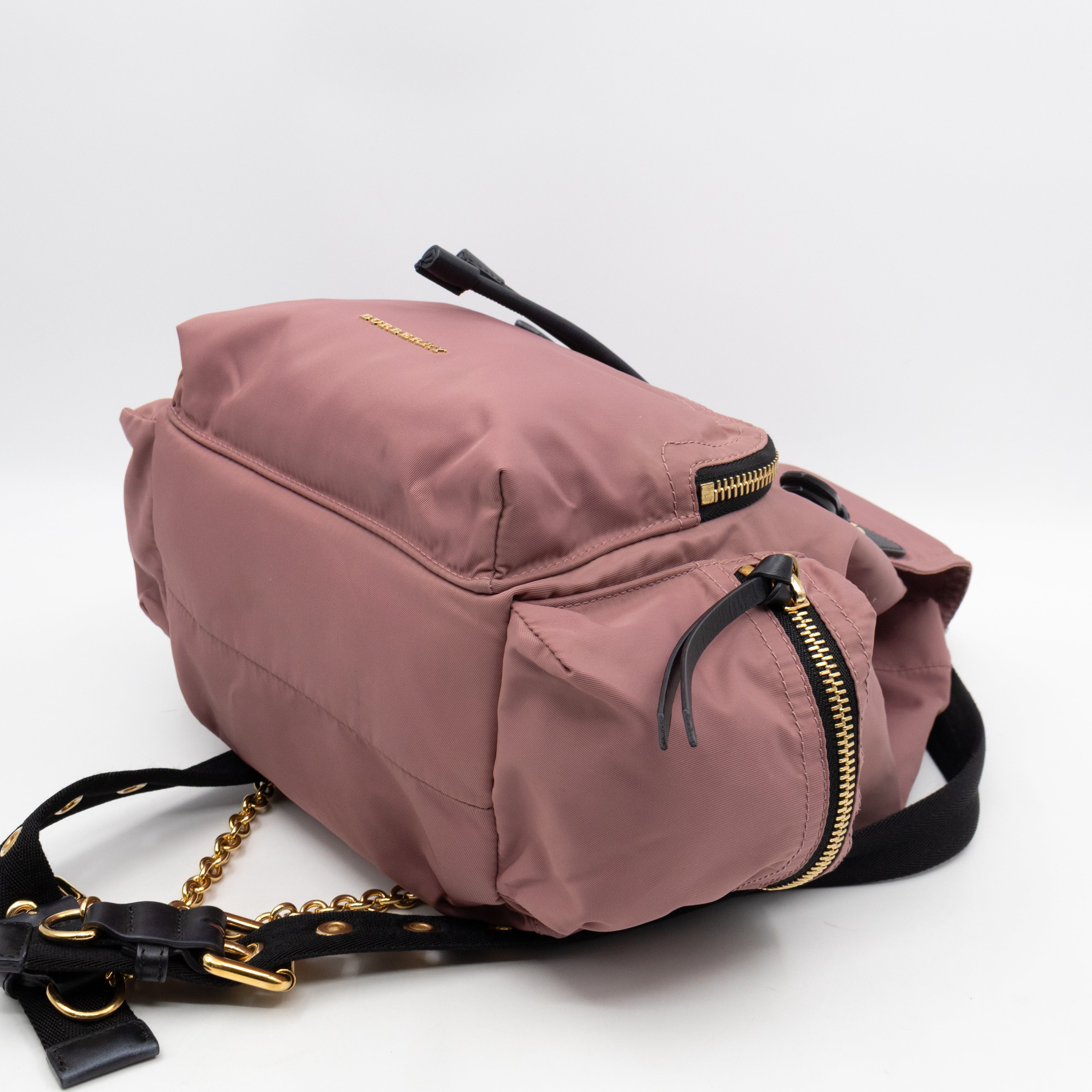 Rucksack Medium Backpack Pink Nylon Black Leather