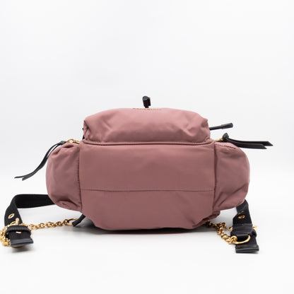 Rucksack Medium Backpack Pink Nylon Black Leather