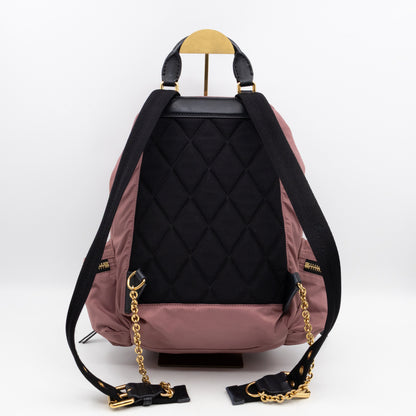 Rucksack Medium Backpack Pink Nylon Black Leather