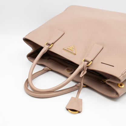 Open Tote Large Beige Saffiano Leather