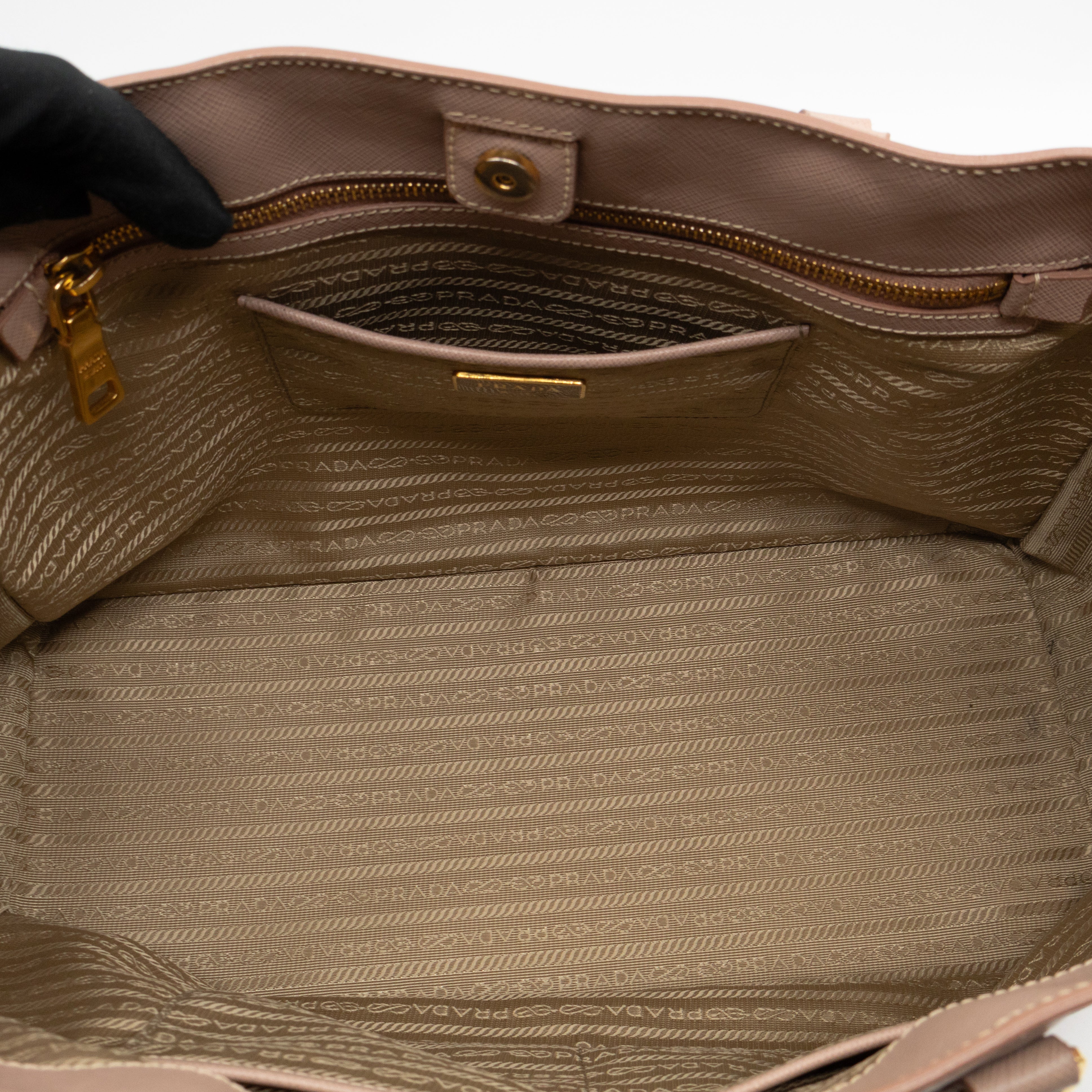 Open Tote Large Beige Saffiano Leather