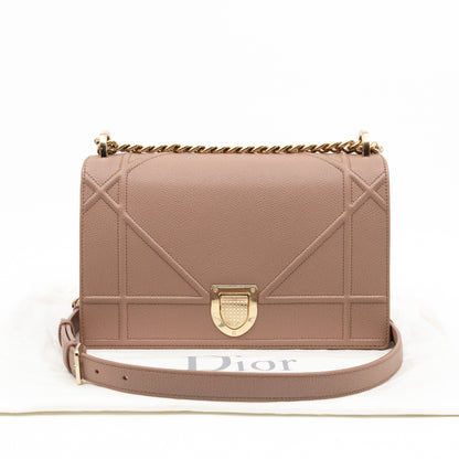 Diorama Medium Flap Bag Beige Leather