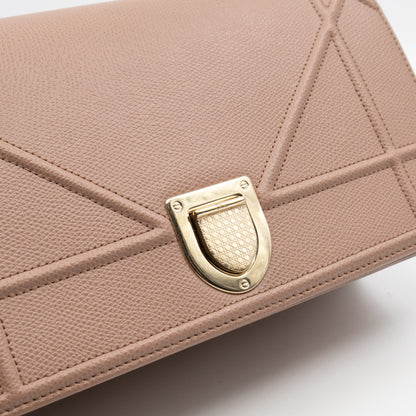 Diorama Medium Flap Bag Beige Leather