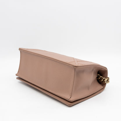 Diorama Medium Flap Bag Beige Leather