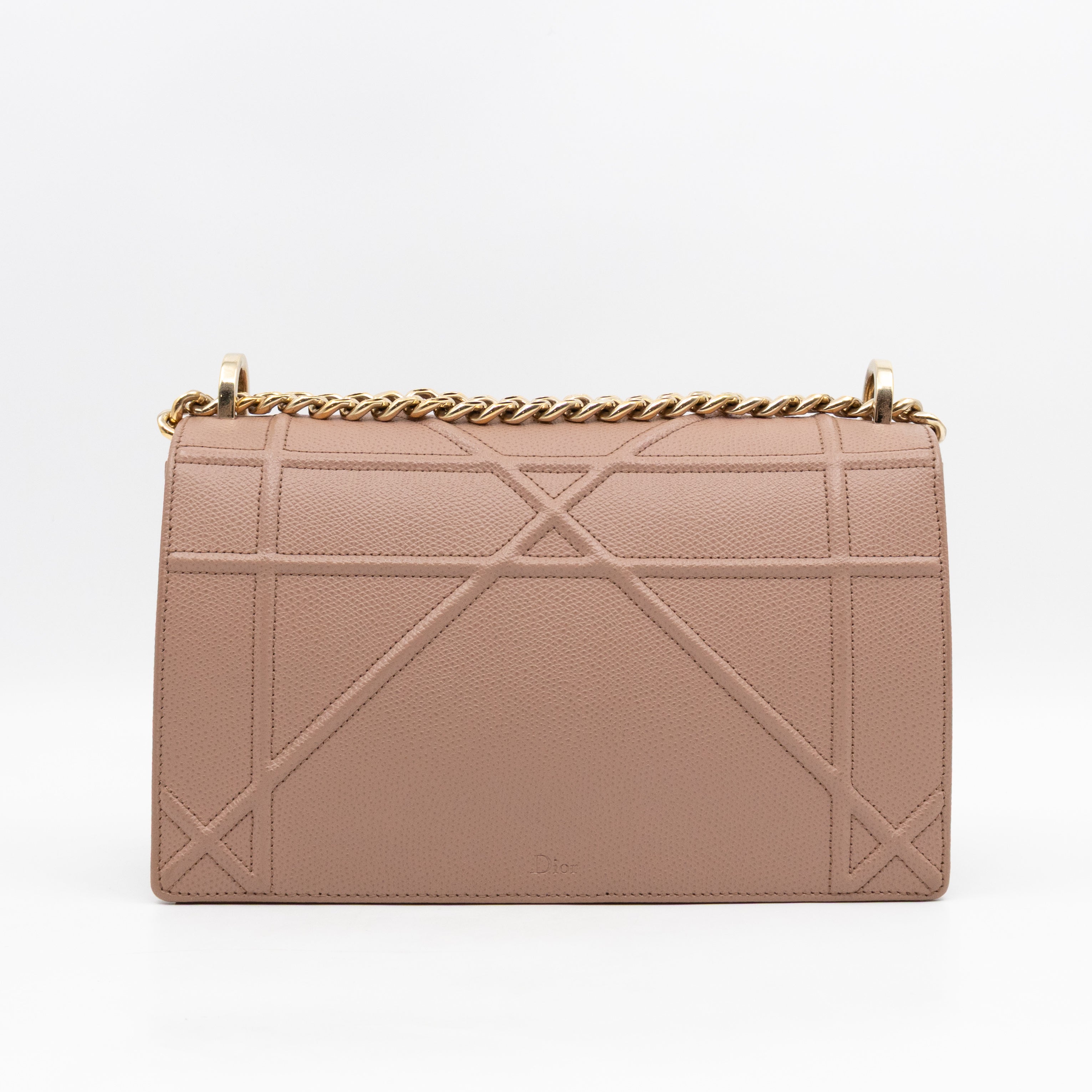 Diorama Medium Flap Bag Beige Leather