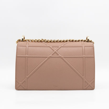 Diorama Medium Flap Bag Beige Leather