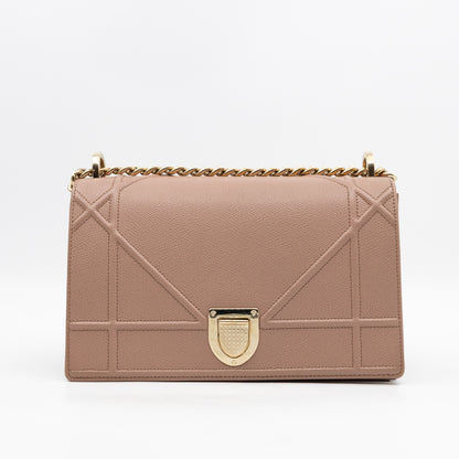 Diorama Medium Flap Bag Beige Leather