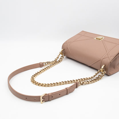 Diorama Medium Flap Bag Beige Leather
