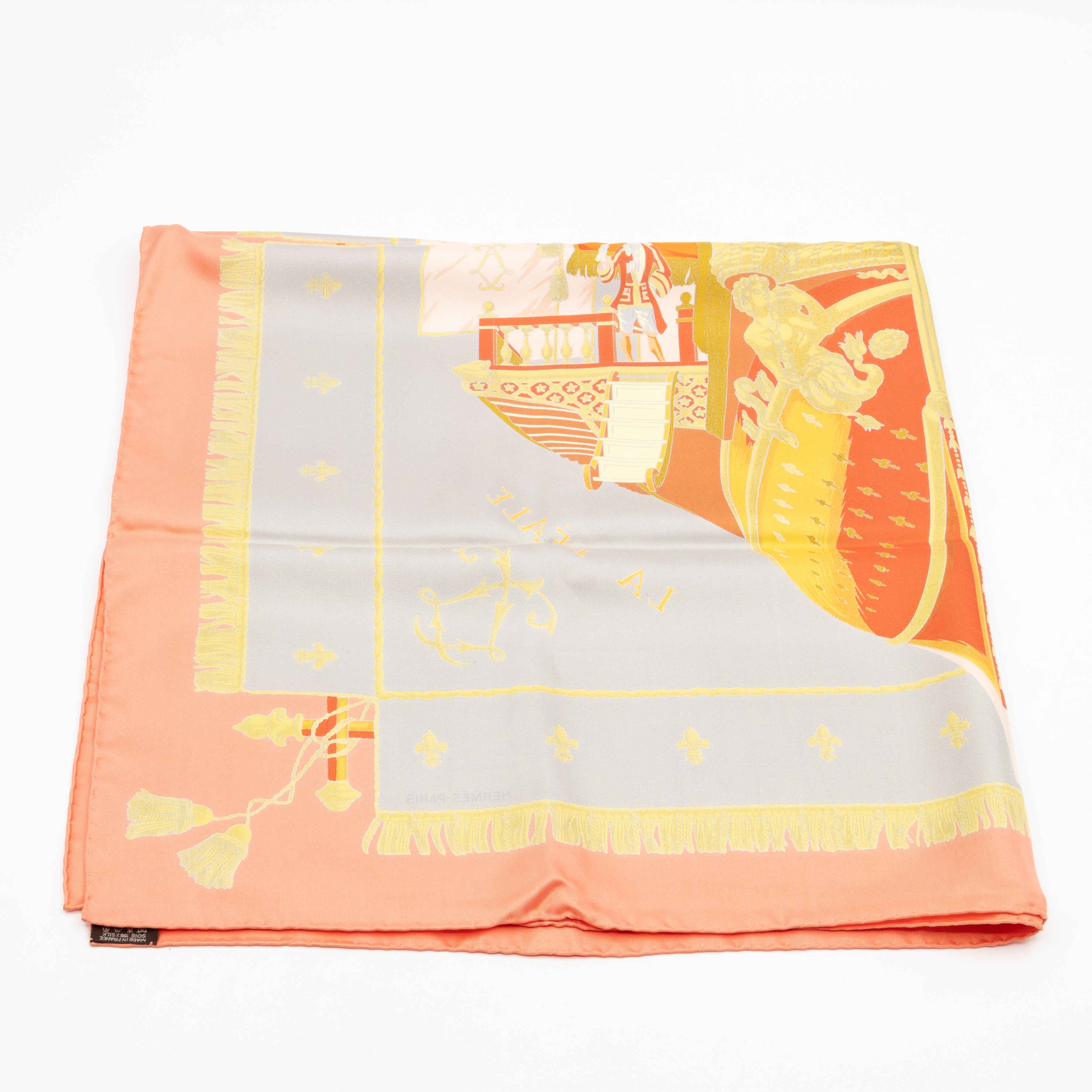 Silk Scarf 90 La Reale Vue Du Carrosse De Coral