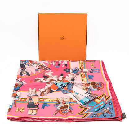 Silk Scarf 90 Kachinas Pink
