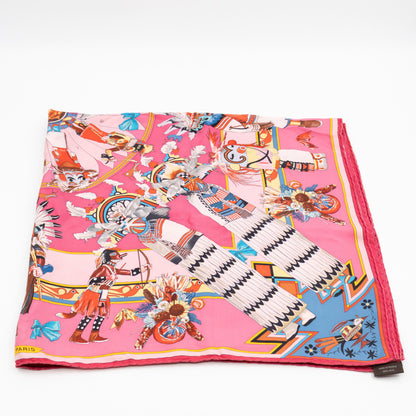 Silk Scarf 90 Kachinas Pink