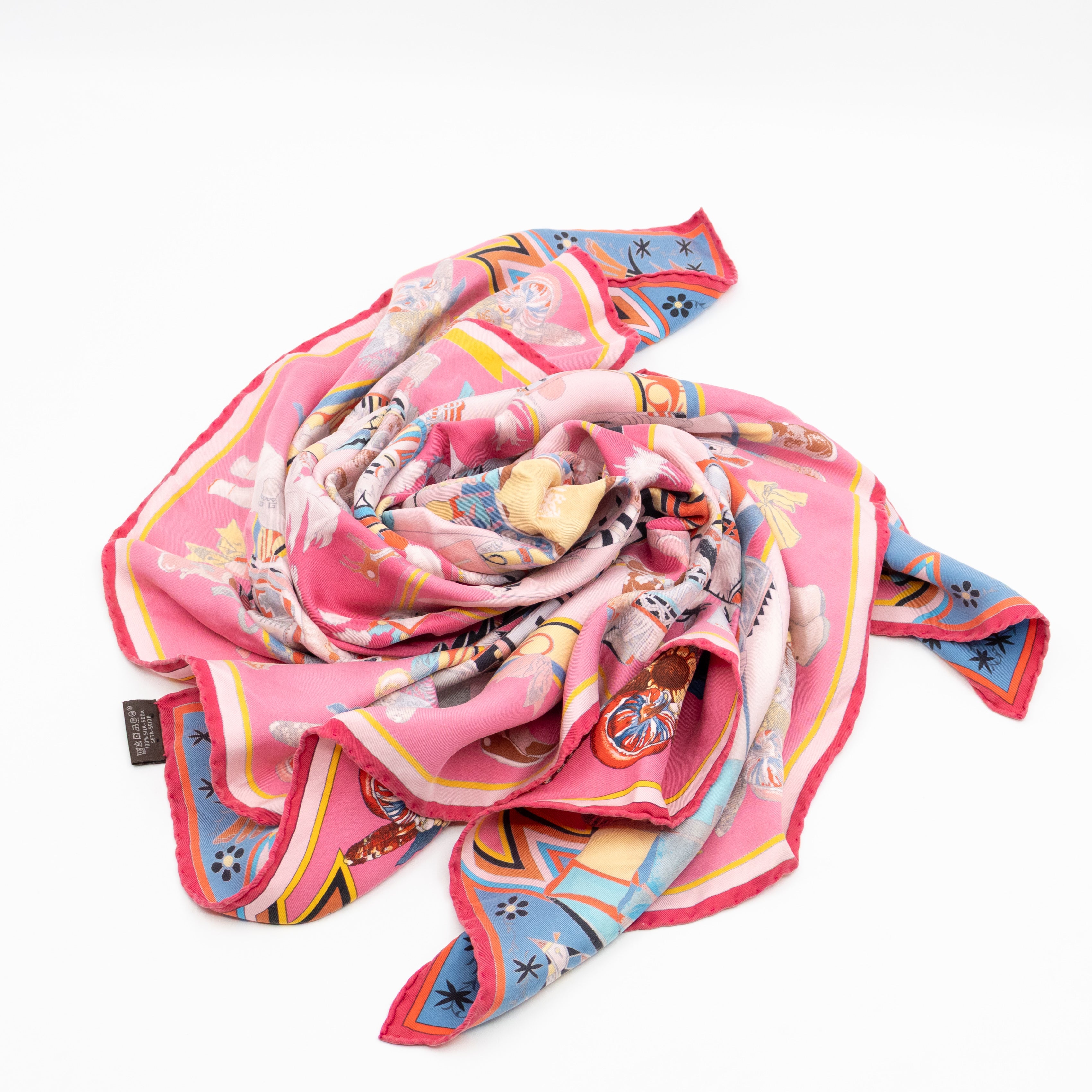 Silk Scarf 90 Kachinas Pink