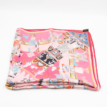 Silk Scarf 90 Kachinas Pink