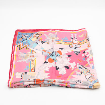 Silk Scarf 90 Kachinas Pink