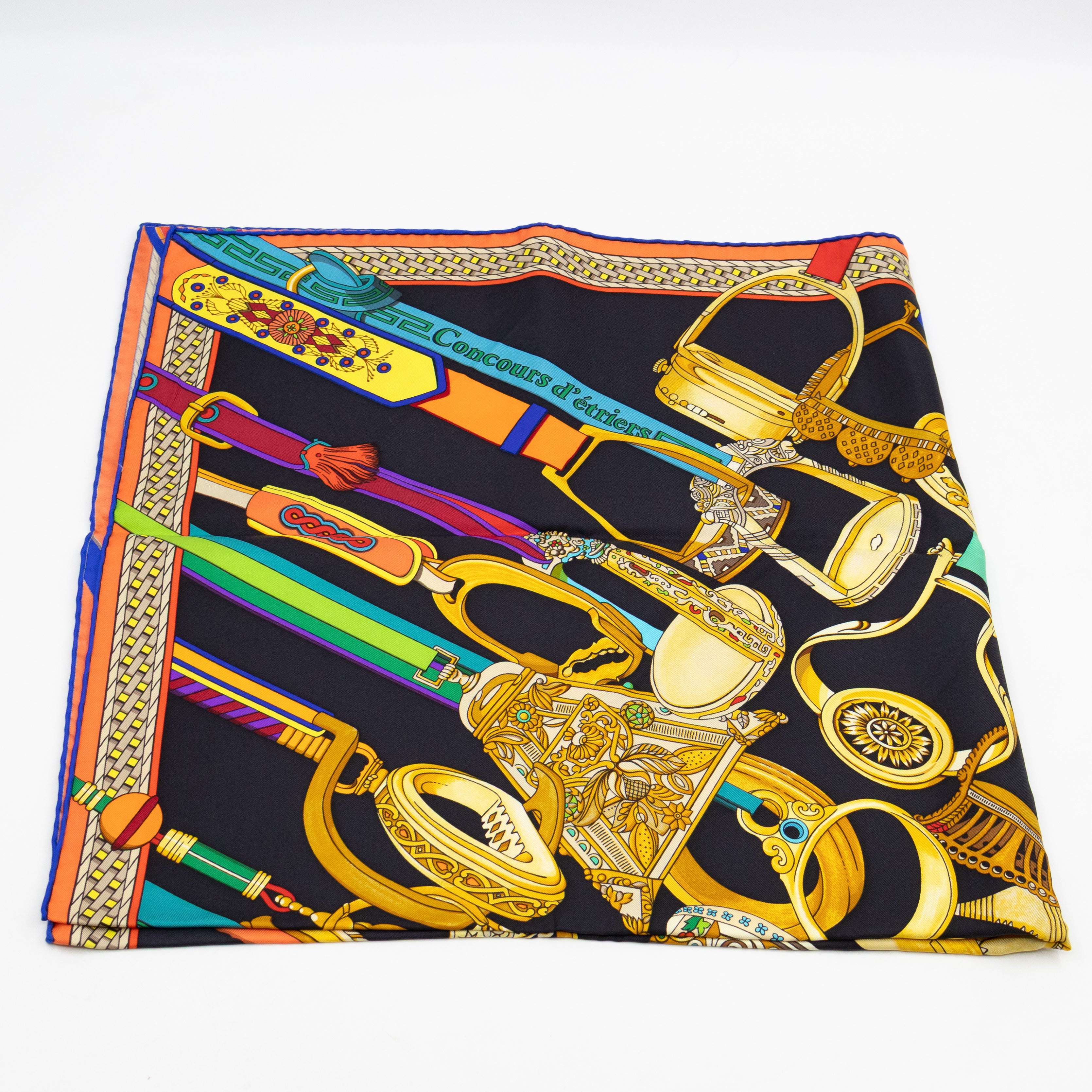 Silk Scarf 90 Concours D Etriers Black & Multicolor