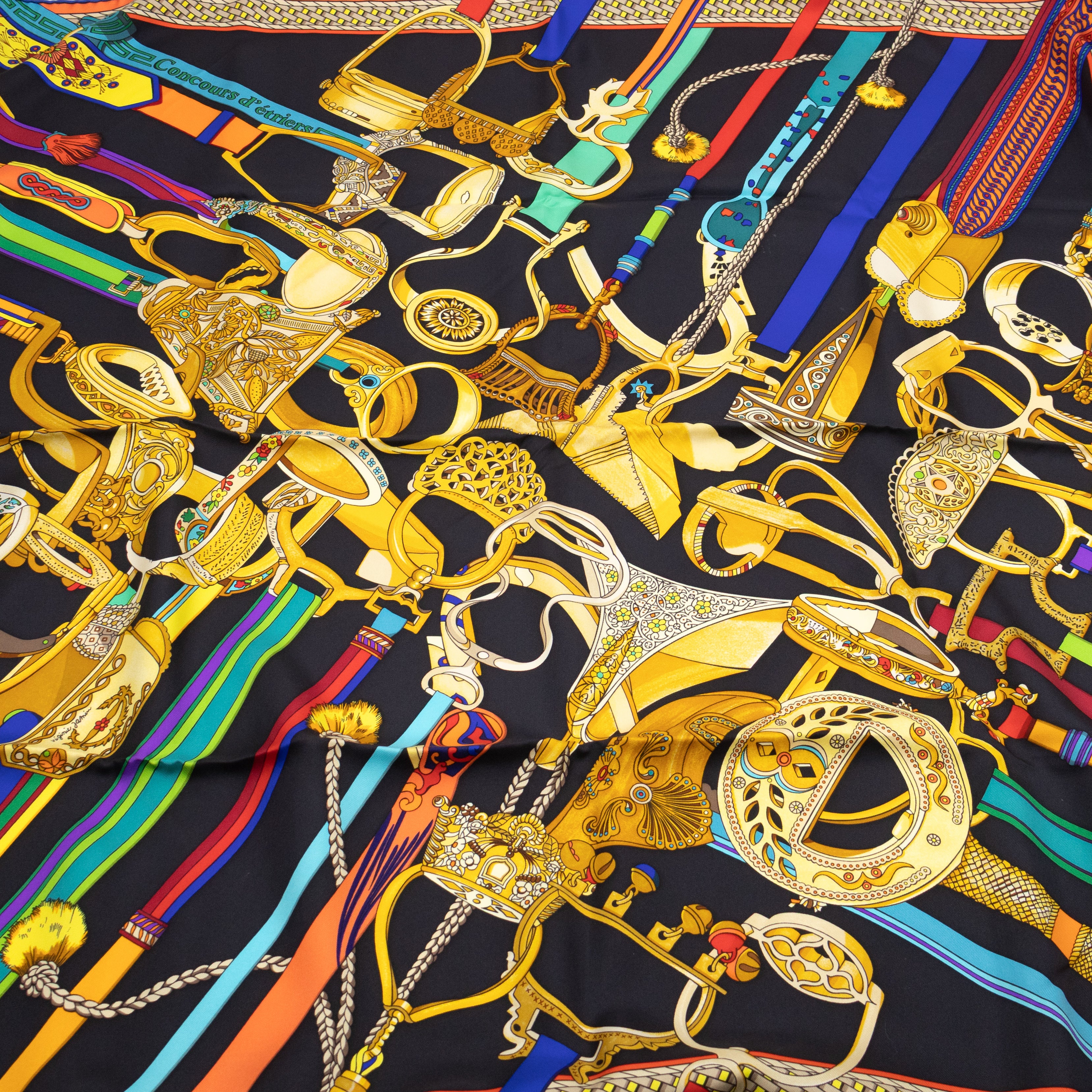 Silk Scarf 90 Concours D Etriers Black & Multicolor