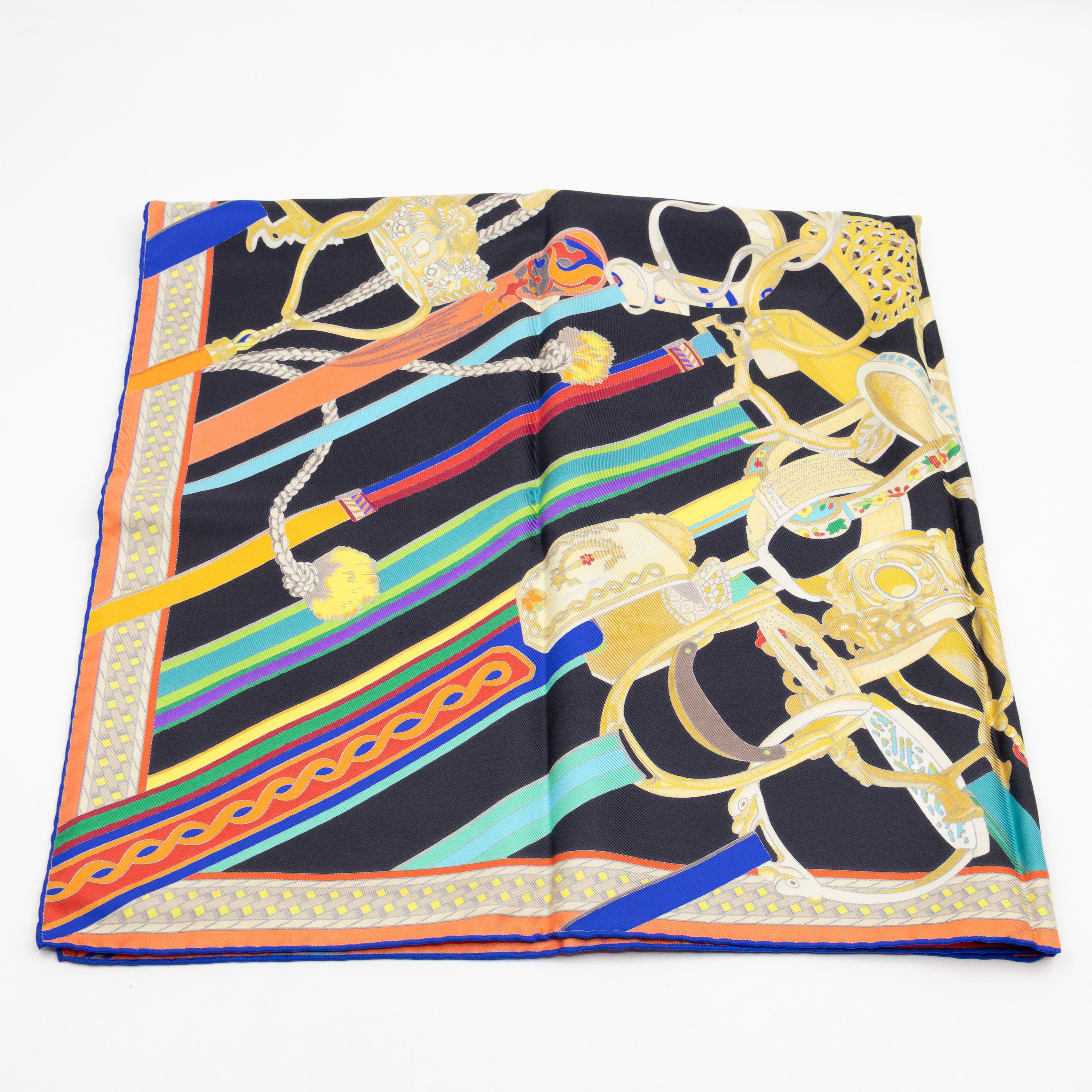 Silk Scarf 90 Concours D Etriers Black & Multicolor