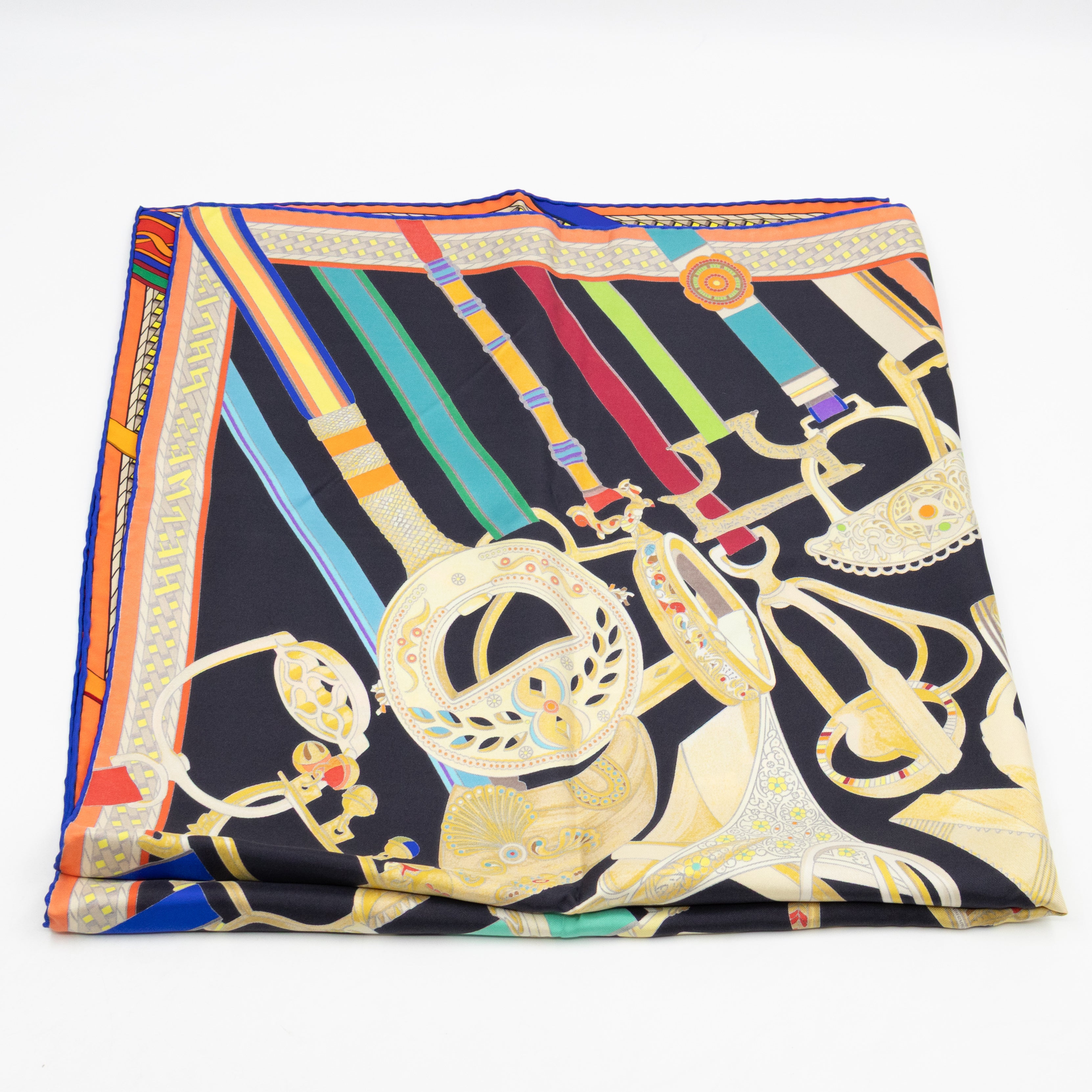 Silk Scarf 90 Concours D Etriers Black & Multicolor