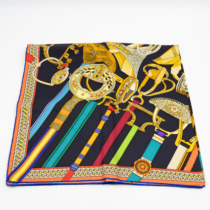 Silk Scarf 90 Concours D Etriers Black & Multicolor