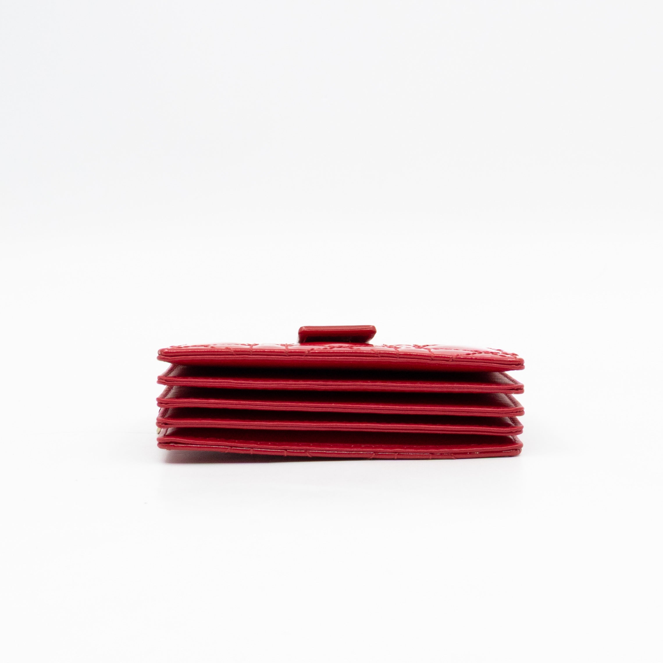 Lady Dior Jasmine Card Holder Red Patent Leather