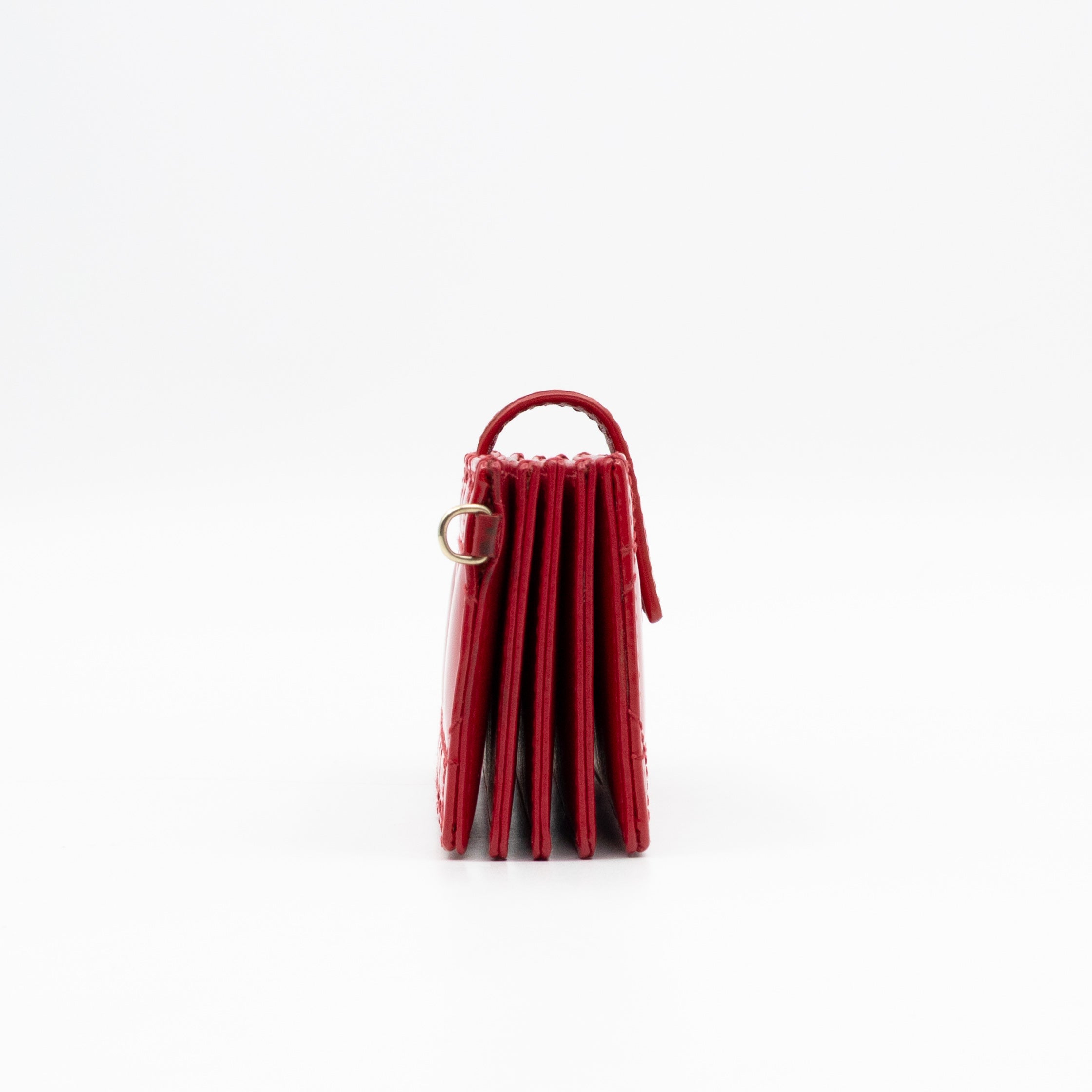 Christian Dior Lady Dior Jasmine Card Holder Red Patent Leather