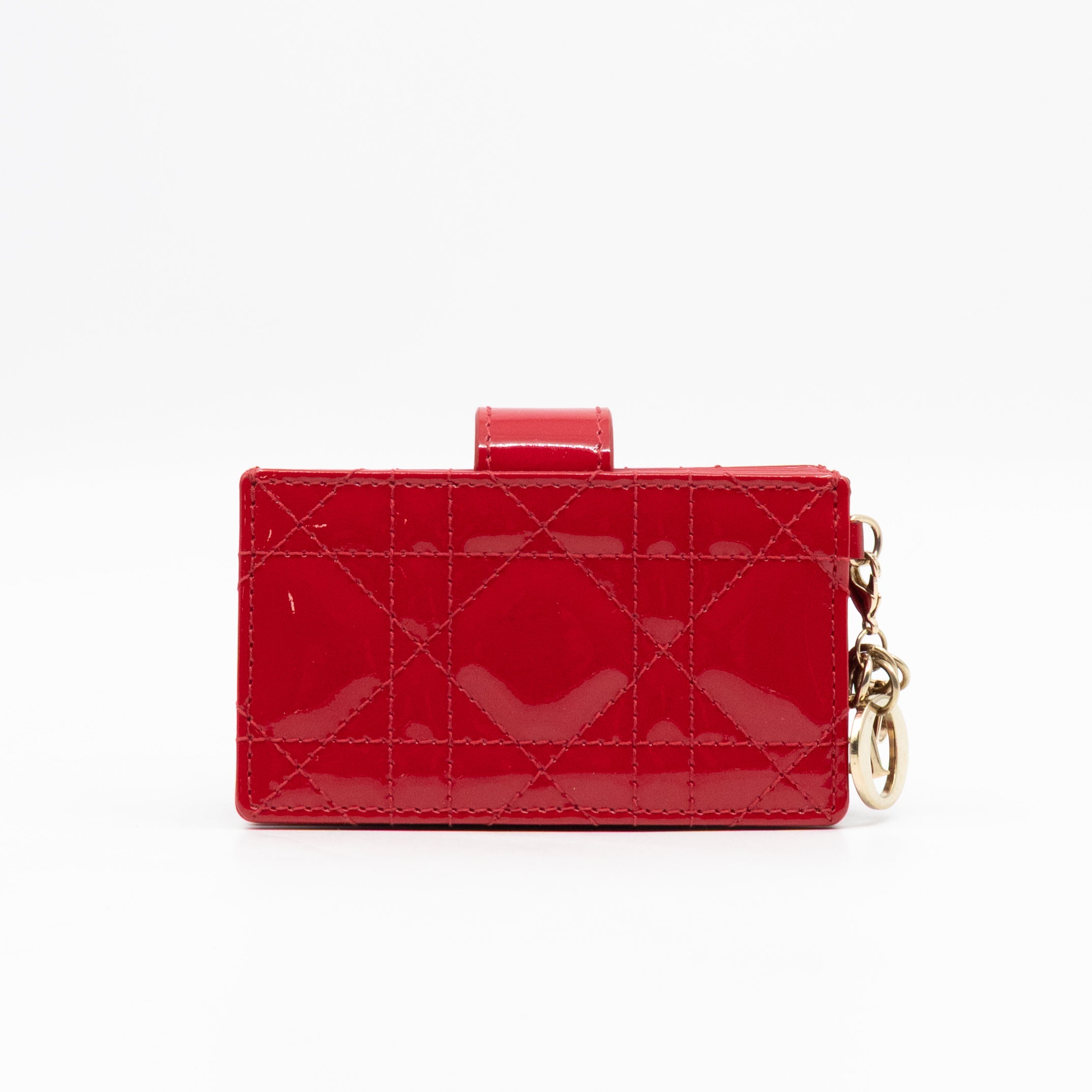 Lady Dior Jasmine Card Holder Red Patent Leather