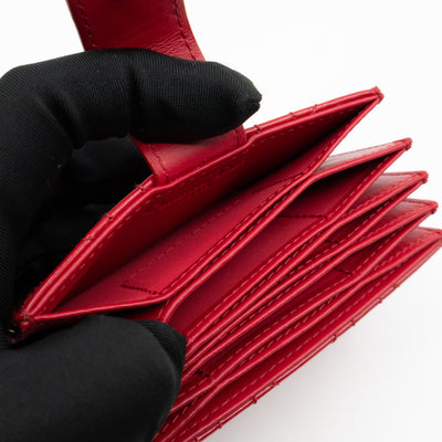 Lady Dior Jasmine Card Holder Red Patent Leather