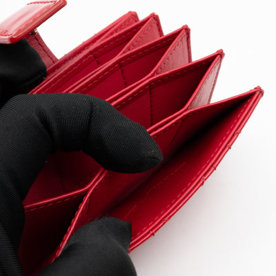 Lady Dior Jasmine Card Holder Red Patent Leather