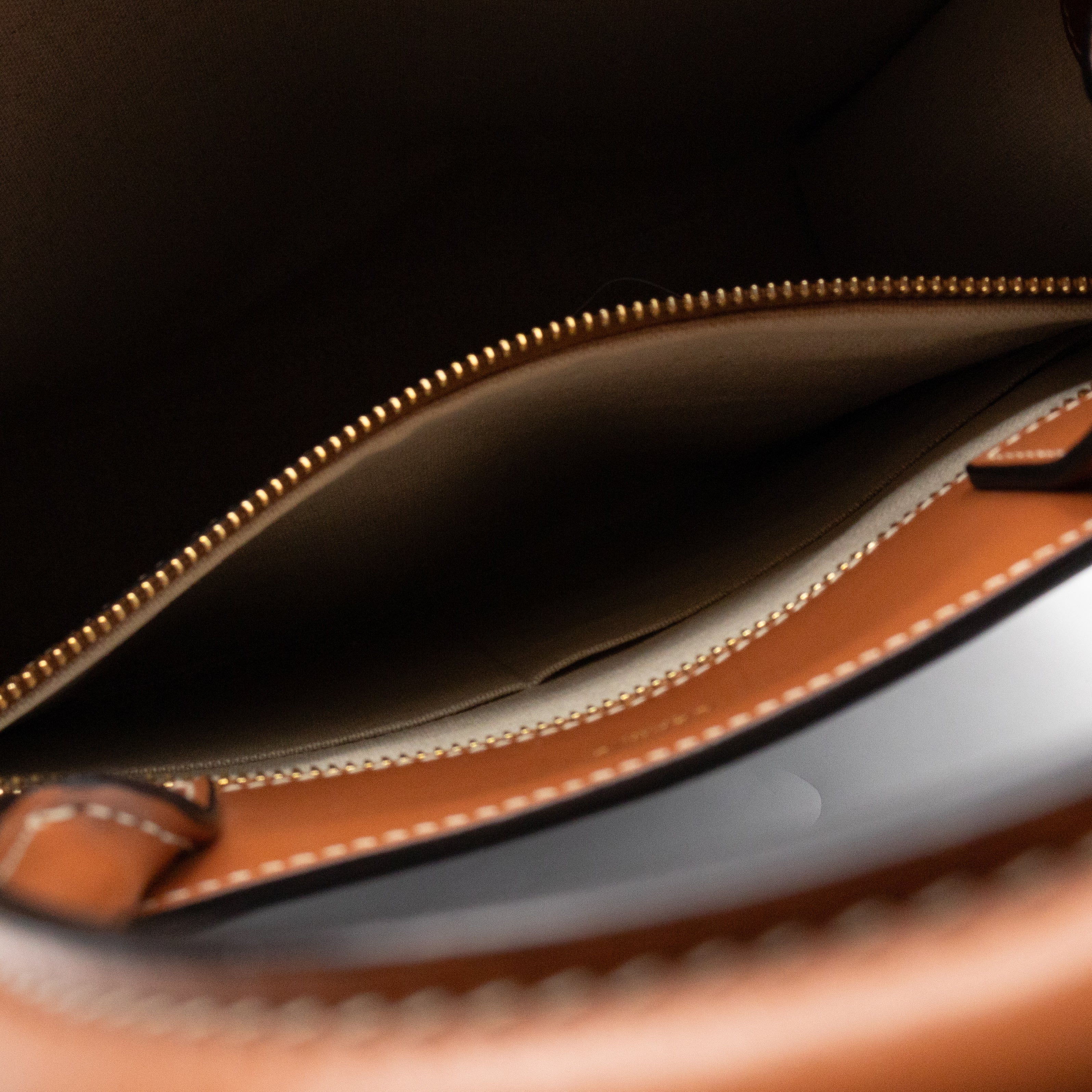 Small Vertical Cabas Navy Blue Canvas & Brown Leather