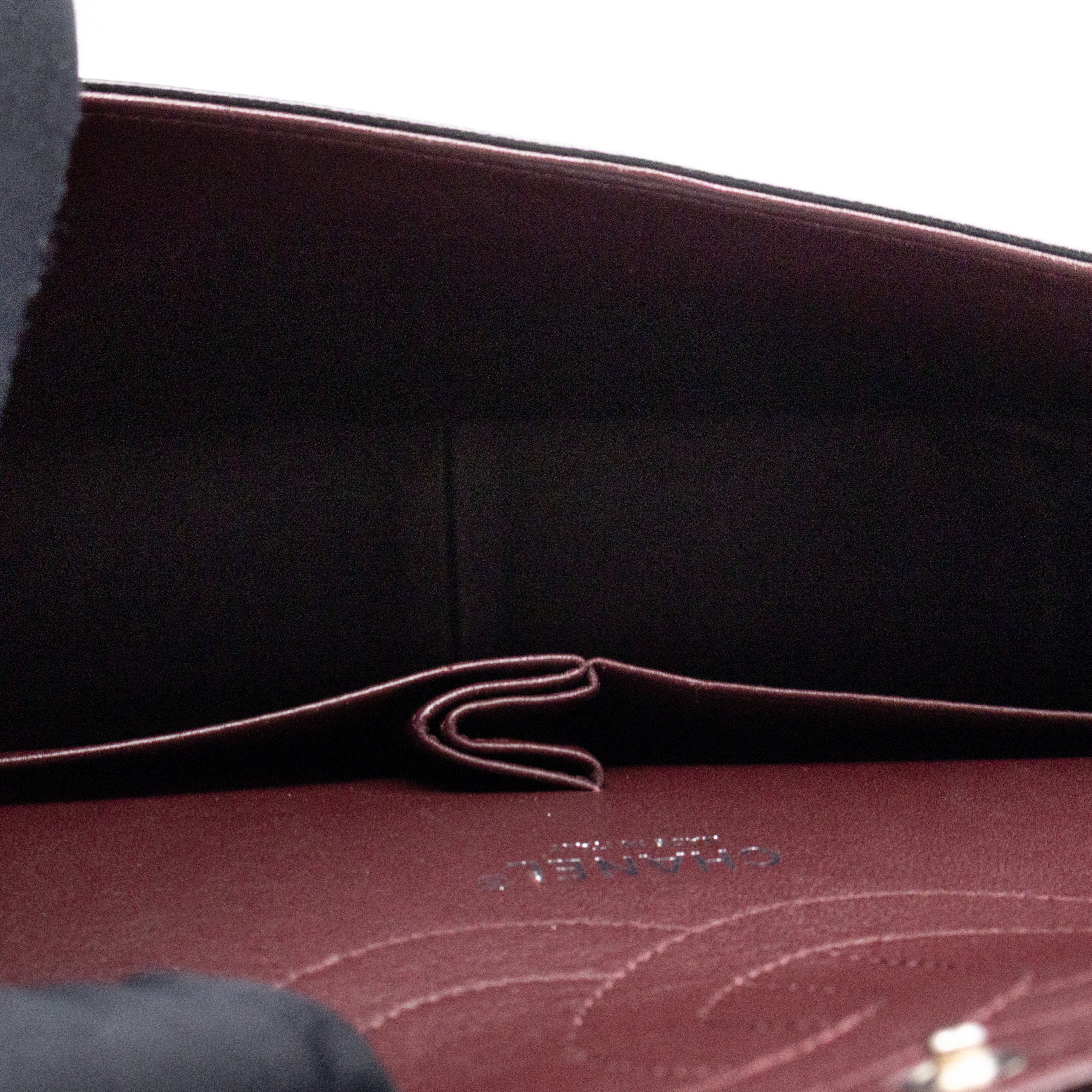 Classic Double Flap Jumbo Black Caviarskin Leather Silver