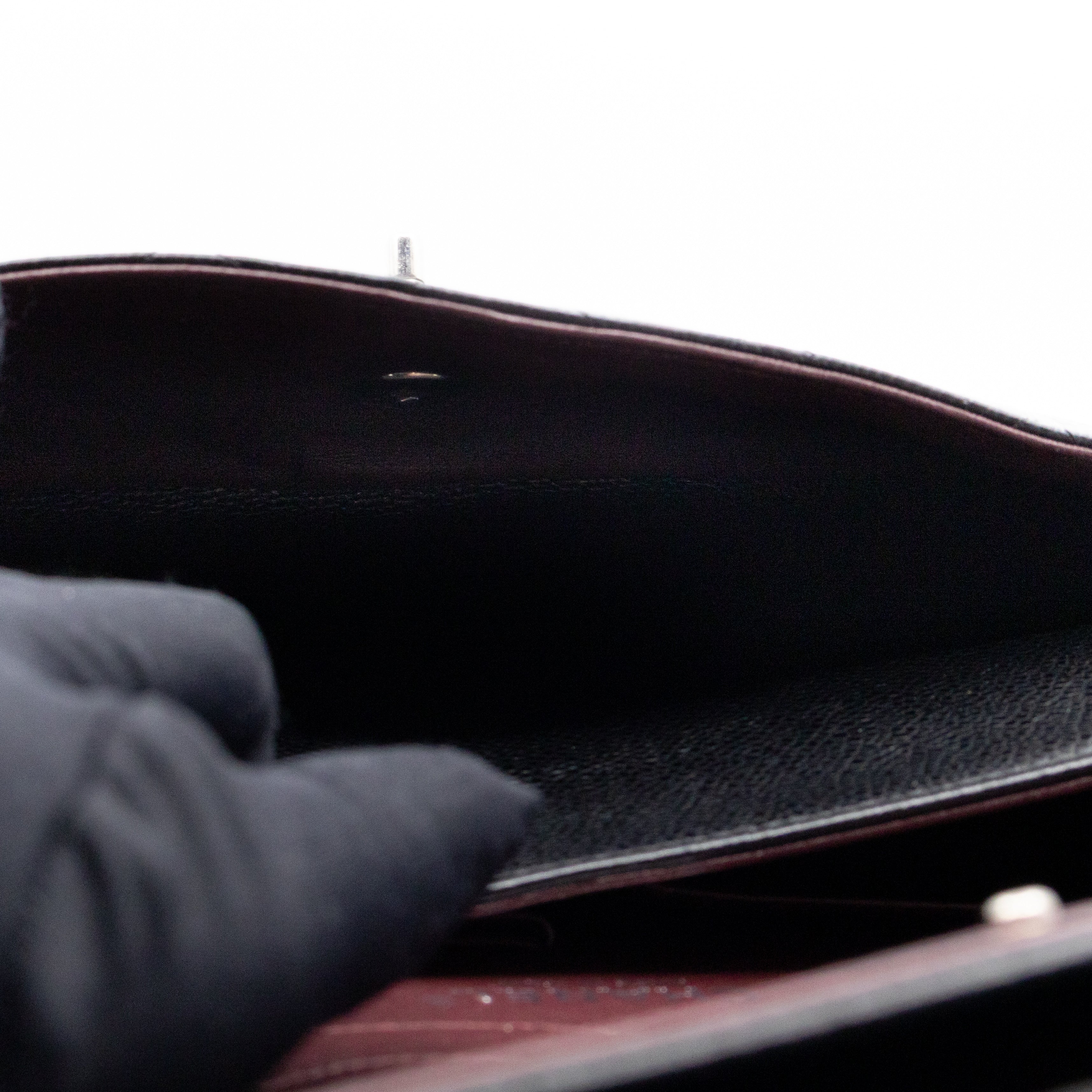 Classic Double Flap Jumbo Black Caviarskin Leather Silver