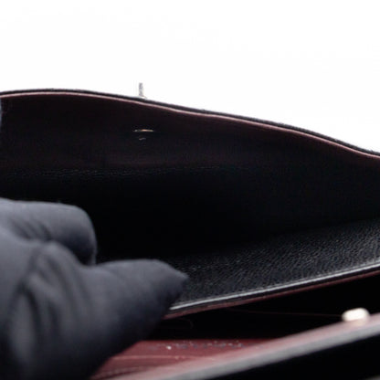 Classic Double Flap Jumbo Black Caviarskin Leather Silver