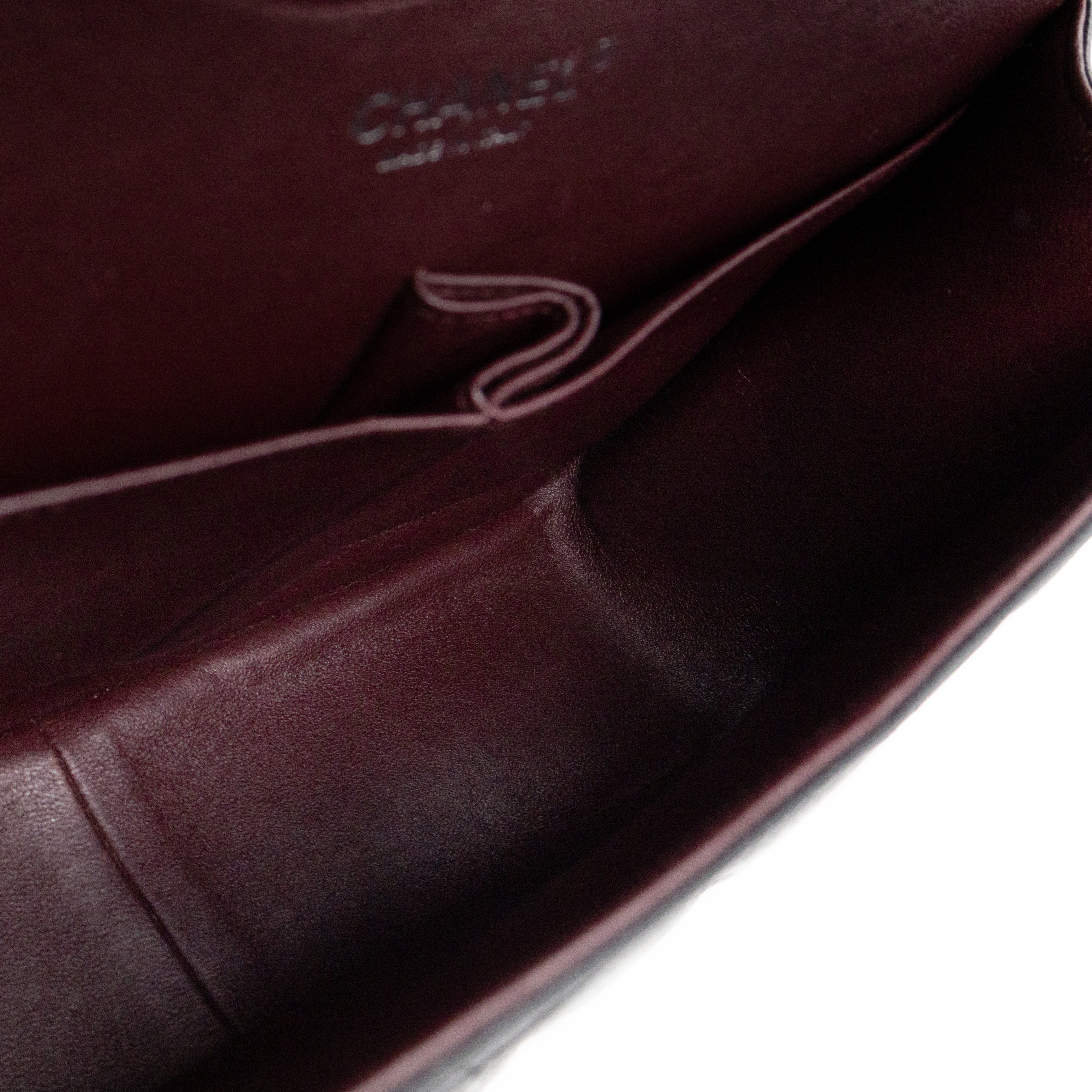 Classic Double Flap Jumbo Black Caviarskin Leather Silver