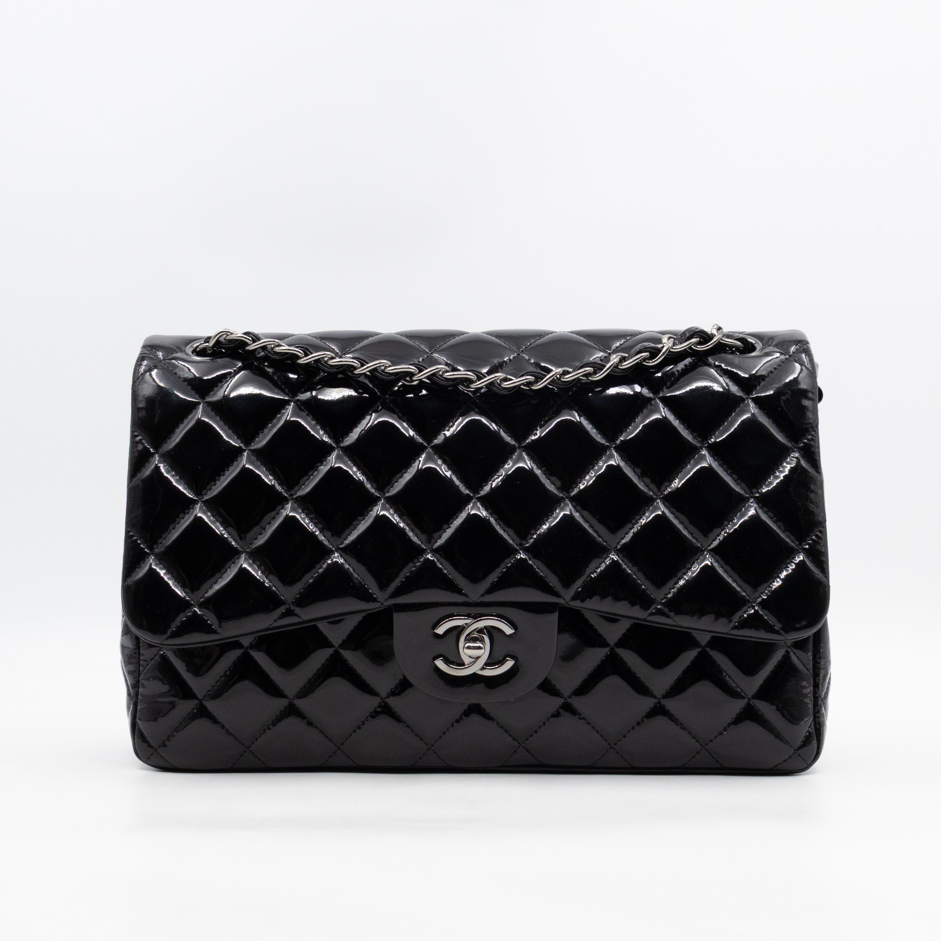 Classic Double Flap Jumbo Black Patent Leather