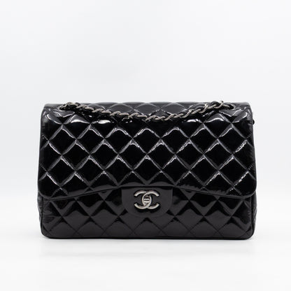 Classic Double Flap Jumbo Black Patent Leather