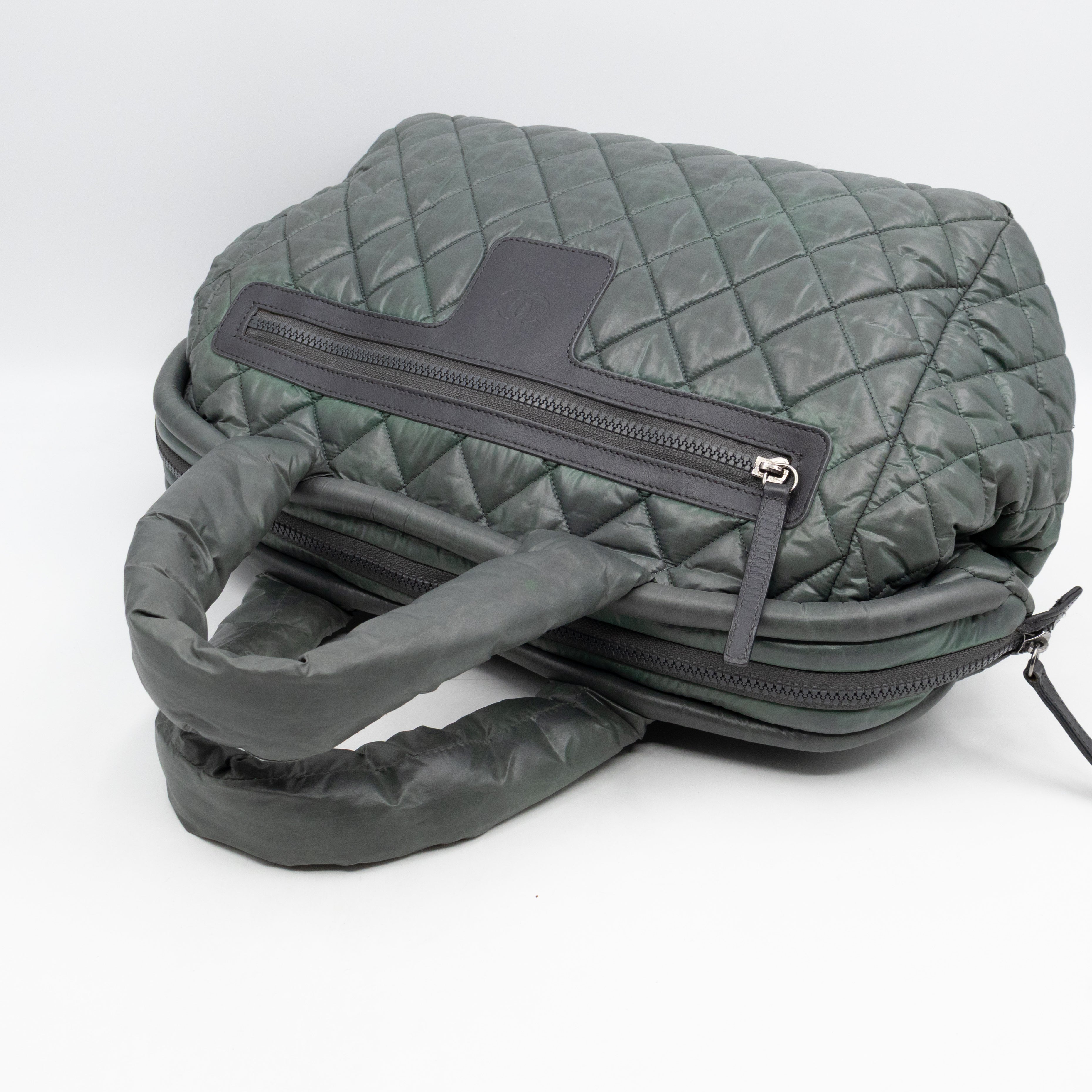 Coco Coon Bowler Bag Dark Green Quilted Nylon