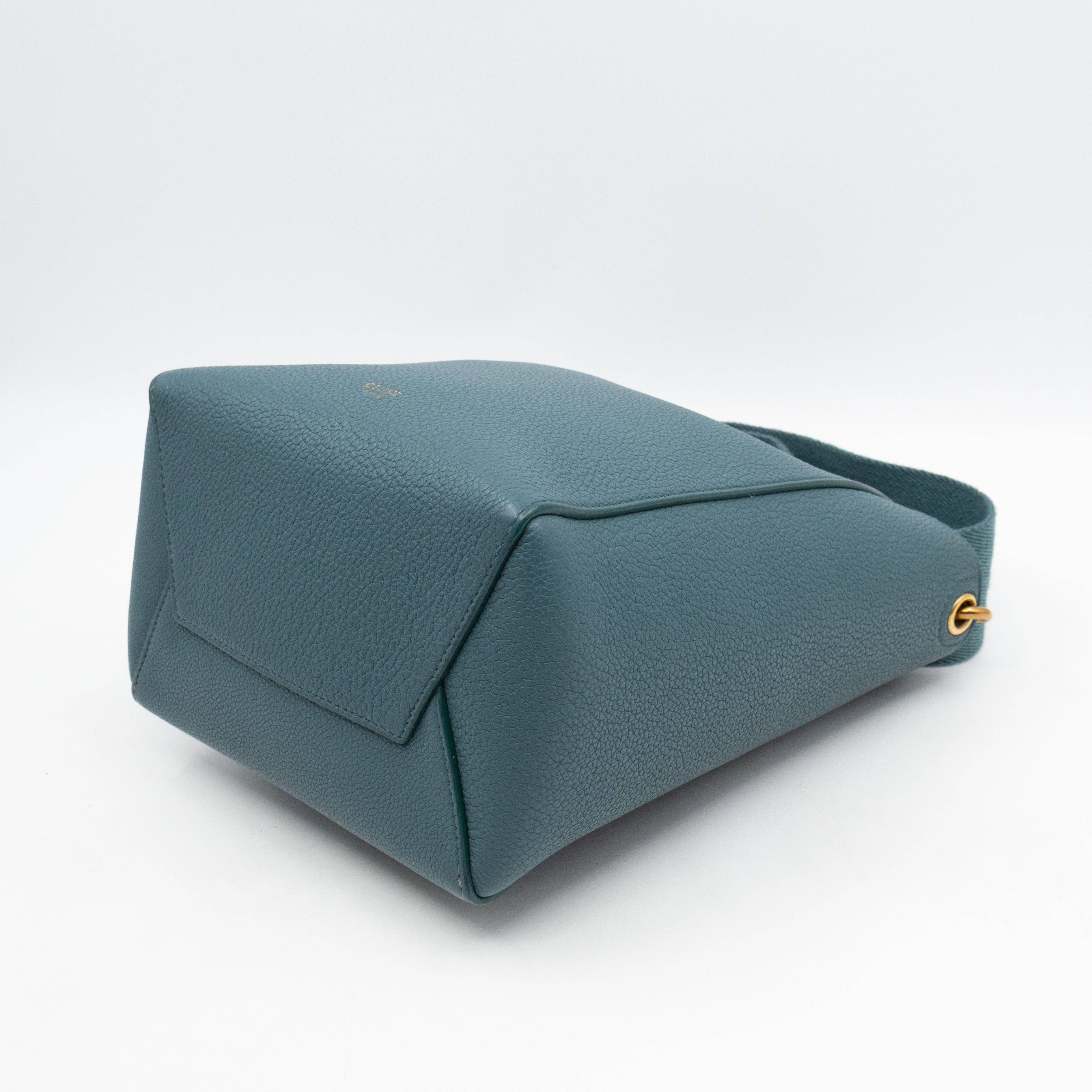 Sangle Seau Small Bucket Bag Turquoise Calfskin Leather