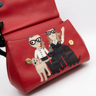 Sicily Medium Family Patchwork Red Dauphine Leather