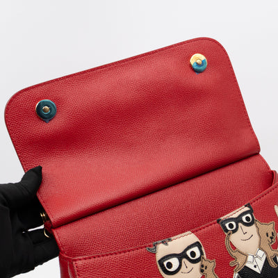 Sicily Medium Family Patchwork Red Dauphine Leather