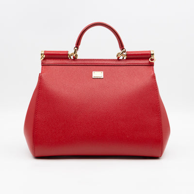 Sicily Medium Family Patchwork Red Dauphine Leather